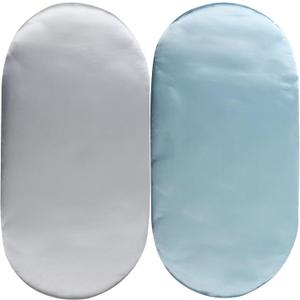 Satin Bassinet Sheet Set 2 Pack Ultra Soft Silk Fit for Rectangle, Hourglass, Oval Bassinet Mattress Protect for Baby Hair and Skin Cradle or Bassinet Sheets, Lt Grey & Lt Blue