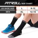 FITRELL 6 Pack Men's Athletic Moisture Wicking Crew Socks Cushioned Sport Running Work Boot Socks Size 9-12/12-15 (Black, XL)