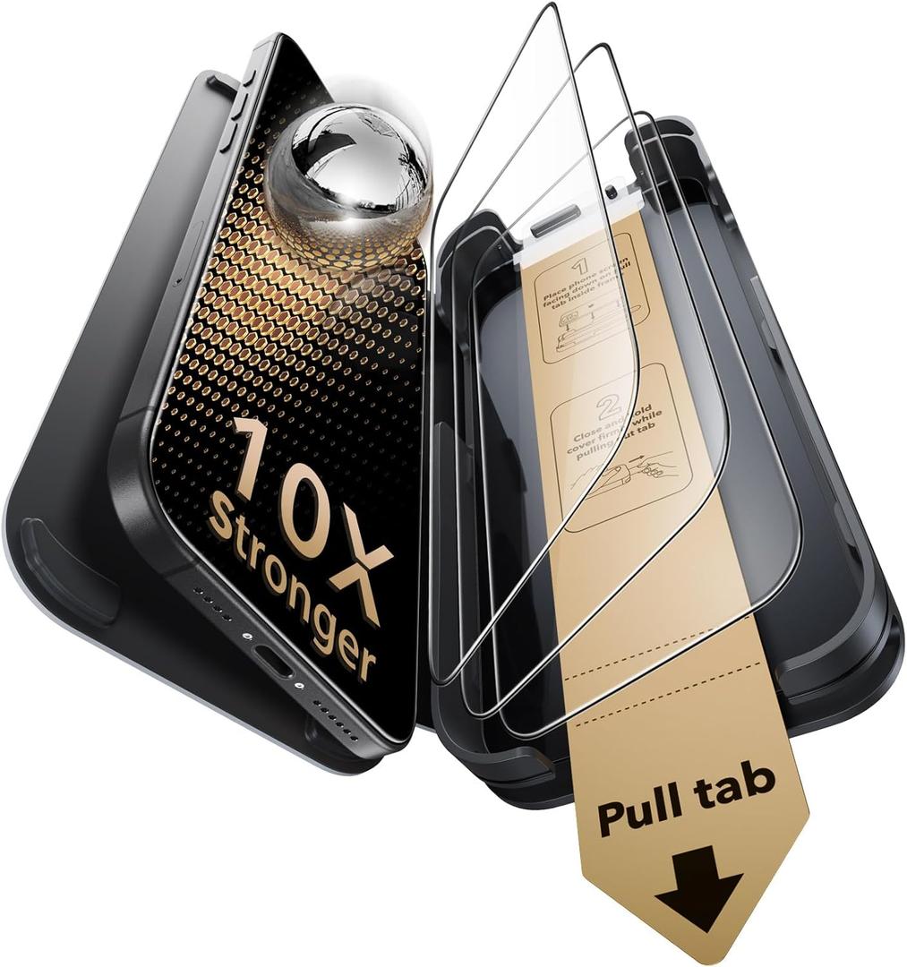 ESR Accessory Glass by Corning 3 Pack 9H+ Glass for iPhone 17 Pro Max Screen Protector, with AR Anti-Reflective Technology, Military Grade Shatterproof & Durable with UltraFit Tray