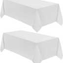 VidaFete 2 Pack 90*132inch Rectangle Tablecloth Polyester Table ClothStain Resistant and Wrinkle Polyester Dining Table Cover for Kitchen Dinning Party Wedding Rectangular Tabletop Decoration(White)