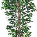 Artificial Ficus Tree 5FT Faux Silk Plants with Sturdy Plastic Nursery Pot,Fake Ficus Trees for Home Office Farmhouse Indoor Outdoor Decor Perfect Housewarming Gift (5FT-1Pack)