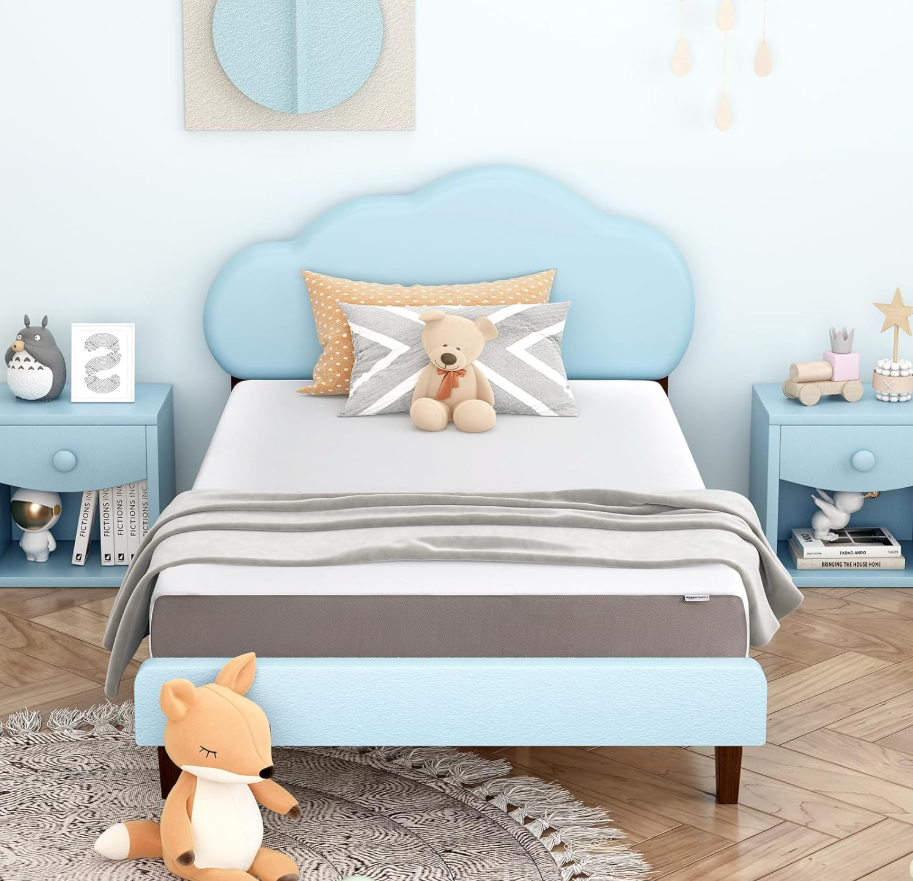 Amazon Basics Memory Foam Mattress, Soft Plush Feel, Breathable, 6 Inch, Twin, White/Grey. 