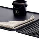 Espresso Knock Box and Silicone Coffee Mat Set Premium Barista Accessories Kit for Espresso Station, includes Microfiber Cleaning Cloth & Heat-Resistant Tamping Mat Anti-Slip Countertop Protection
