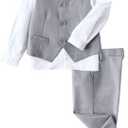 YuanLu Boys Suit Dress Clothes Ring Bearer Outfit Homecoming Dresses Boy Vest and Pants Set for Kids Wedding Tuxedo Suits (2T, Gray)