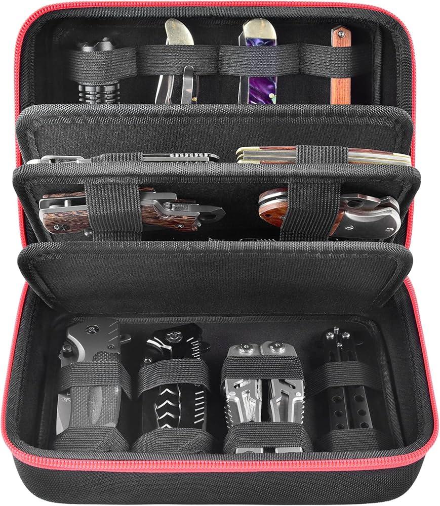 ANKHOH Knife Display Case, 24+ Folding Knife Collection Storage Organizer Holder, Small Knives Protector Box for Tactical/Hunting/Edc/Survival