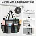 F-color Mesh Shower Caddy Portable for College Dorm Room Essentials with S Hook, 8 Pockets 2 Handles Quick Dry Shower Bag for Camping, Travel, Gym, Bathroom, Hanging Toiletry Organizer, Black