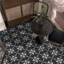 MORCART Peel and Stick Floor Tile - 20 PCS, 7.87" x 7.87" Vinyl Flooring - Waterproof Self-Adhesive Tile Sticker for Wall Backsplashes, Bathroom, Kitchen - Black Floral Look