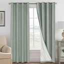 H.VERSAILTEX 100% Blackout Curtains for Bedroom Thermal Insulated Linen Textured Curtains Heat and Full Light Blocking Drapes Living Room Curtains 2 Panel Sets, 52x96 - Inch, Green Bay