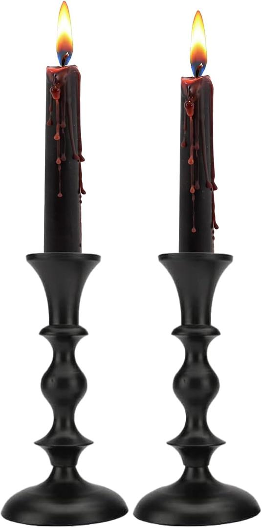 Black Candle Holders Set of 2 Decorative Centerpiece Table Candlesticks Holders for Taper Candles Home Decor Easter Candle Holders for Dinner Party Wedding Decorations