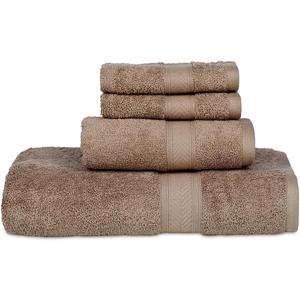Casa Lino 100% Cotton Bath Towels Set of 4 (1 Bath Towel, 1 Hand Towel & 2 Wash Cloths) - Bathroom Towels and Washcloths Set - Complete Bathroom Set - Guest Room Essentials - (Brown)