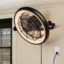 Fansconse all Mount Fan 16" Ceiling Wall Fan with Lights and Remote, 6-Speed, Timer, LED Light, Industrial Wall Mounted Fan for Bedroom, Garage, Tool Room, Workshop, Warehouse, Covered Patios