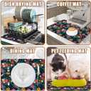 Dish Drying Mat Colorful Flowers and Leaves Coffee Bar Mat for Countertop Absorbent Hide Stain Rubber Backed Dish Drainer Rack Pad Espresso Machine Table Accessories Dining Room Decor 11.8 x 19.7 Inch
