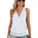 ANRABESS Womens V Neck Tank Tops Wrap Banded Hem Shirts Sleeveless Ruched Going Out Blouse 2026 Summer Fashion Clothing White X-Large 