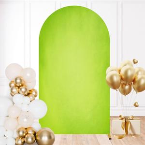 7.2FT Wedding Arch Backdrop Cover Abstract Green Lime Color Vintage Grunge Texture Gradient Design Spandex Fitted Round Top Backdrop Stand Cover for Birthday Party Ceremony Banquet Decoration