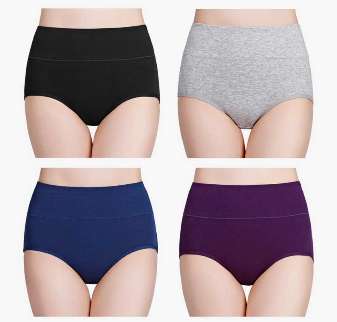 wirarpa Women's Cotton Underwear High Waisted Ladies Panties Full Coverage Briefs 4 Pack XL