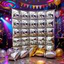【50pcs】 Square Foil Silver Balloons Wall Backdrop Double Sided Wedding Mylar Balloon Tunnel Arch Garland Kit Bachelorette Valentine's Day Gold and Silver Birthday Balloons for Party Decorations