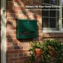 Weatherproof Lockable Wall-Mount Mailbox, 13" H x 15.7" L x 4" D, Green | Thick galvanized steel, Anti-theft key security，see-through window, indoor/outdoor use,versatile setup