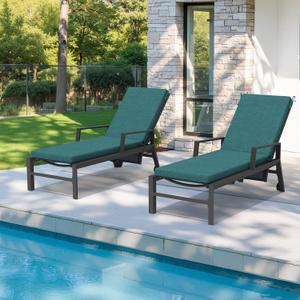 Crestlive Products Outdoor Chaise Lounge Cushions Set of 2, Water Resistant Fade Resistant Patio Furniture Lounge Chair Cushion,80" L x 23" W,Malachite