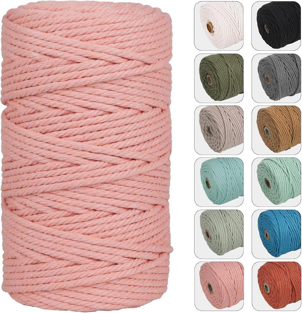 NOANTA 4mm 109yards Macrame Cord Meat Pink Cotton Rope for Wall Hanging, Plant Hangers, Crafts, Knitting