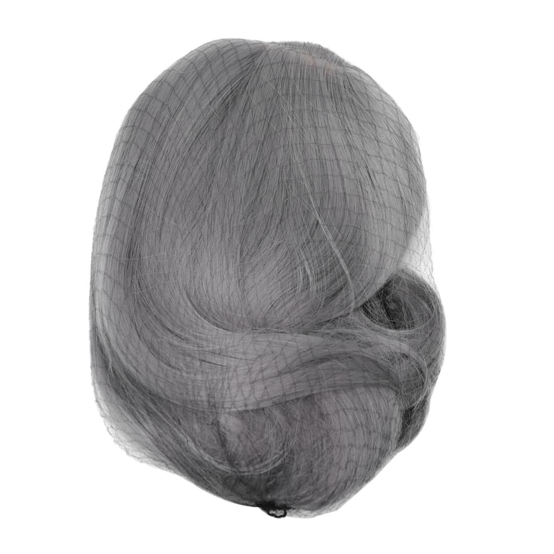 VICASKY Realistic Lace Front Bob Hair Wigs Grey Human Hair Wig Bangs for Women