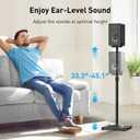 PERLESMITH Universal Speaker Stands for Surround Sound -Height Adjustable Extend 33.3to 45.1, Floor Speaker Stand for Satellite & Studio & Bookshelf Speakers up to 11LBS,1 Pair Black, PSSS2