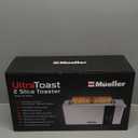 Mueller UltraToast Full Stainless Steel Toaster 2 Slice, Long Extra-Wide Slots with Removable Tray, Cancel/Defrost/Reheat Functions, 6 Browning Levels with LED Display, Housewarming Gifts New Home