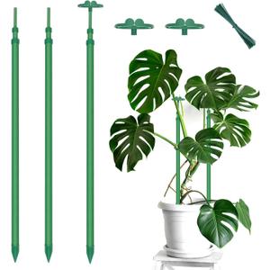 2 x Extendable Plant Stakes, Length Scalable from 17.9IN to 42.3IN Plant Support Stake, Orchid Sticks with Clips for Indoor Outdoor,Garden Stakes for Plant,Tomato,Vegetables,Monstera,Vine - 3Pack