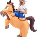 Spooktacular Creations Halloween Inflatable Costume, Riding a Horse Suit, Cowboy Suit with a Hat, Air Blow Up Deluxe Halloween Outfit, Cowboy Ride On Horse Costume - Adult Size
