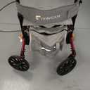 HOMLAND Foldable Rollator Walkers with Seat for Seniors, 8'' Big Wheels, 350 lb. Weight Capacity, Adjustable Handles and Seat Height, Lightweight Rolling Walker, Red