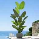 Bird of Paradise Plant Artificial 8ft - Tall Faux Plants Indoor with Realistic Trunks and 24 Vivid Leaves, 96 Inch Fake Tropical Floor Plants in Pot for Home Living Room Bedroom Office Indoor Decor