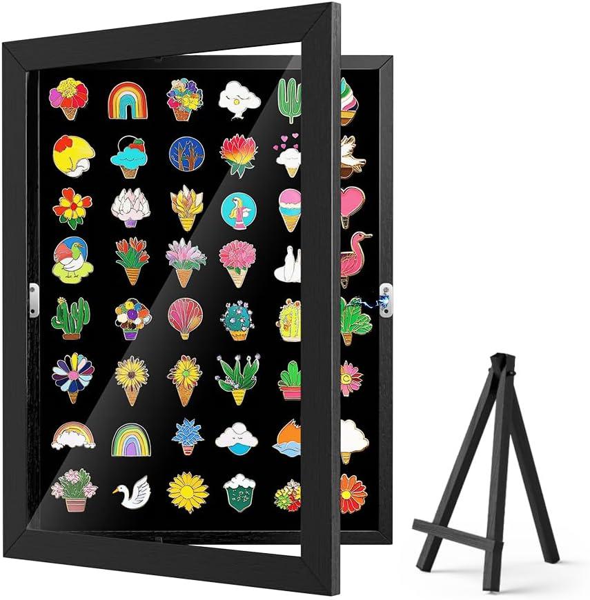 Enamel Pin Display Case, 13" X 9.5" Pin Collection Display for Wall and Tabletop Display, Black Pin Display Board for Enamel Pins, Wall Hanging Pin Holder Display
