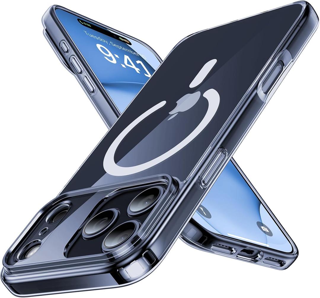 Magnetic Shockproof for iPhone 17 Pro Case,[Camera Protection][Compatible with Magsafe][Non-Slip][Mil-Grade Protection] Slim Anti-Yellowing Translucent Matte Phone Case for iPhone 17 Pro,Clear