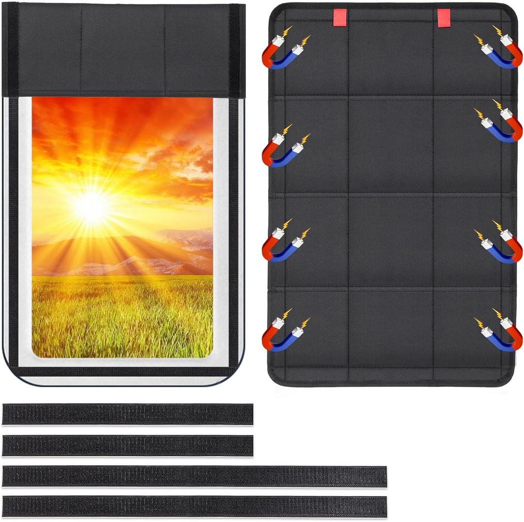 Spurtar RV Door Window Shade 25'' x 16'', Foldable RV Window Cover with UV Protection and Privacy Features for Campers, Marine Vehicles, Travel Trailers, Hook and Loop & Magnetic Design