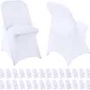 Folding Chair Covers 30 PCS Stretch Spandex Chair Covers Upgraded Universal Washable Fitted Chair Slipcovers Protector for Party, Wedding, Holidays, Banquet, Celebration (White, 30 PCS)