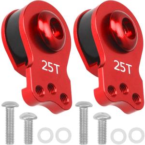 2Pcs Vgoohobby Aluminum RC 25T Servo Saver Adjustable Hi-Torque Servo Saver Compatible with Futaba Tamiya Servos 1/10 Traxxas TRX4 TRX6 SCX10 Capra RC Car (Red)