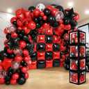 Seenelling Red Black 133 Pcs Graduation Decorations 2026 Set Red Black Balloons Boxes with Letters 2026 Grad Square Foil Balloons Complete Party Supplies for High School College Celebrations