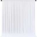 White Backdrop Curtains 4 Panels, 10 Feet Wrinkle-Free Polyester Photography Backdrop Drapes for Wedding Baby Shower Party Background Backdrop Stand- 16 X10FT (White)