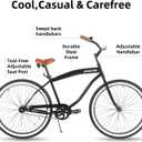 JOYSTAR 26 Inch Beach Cruiser Bike with Coaster Brake for Ages 12 Years Old Girls and Boys Single Speed Kids Bike Black Gray