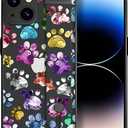 IWONE Compatible for iPhone 15 Case Cute with Stand/Shockproof Drop Protection Slim Strap Kickstand Phone Cover for Women Girls/Dog Puppy Paws Claws, 2 Pack