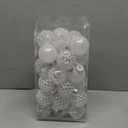 36 Pcs White Christmas Ball Ornaments,60mm/2.36" Shatterproof Foam Christmas Decorations,Clear Plastic Glitter Hanging Balls for Xmas Tree,Holiday,Party,Home Decor(6 Styles)