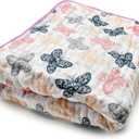 ZPECC Muslin Toddler Blanket Thicker, 47x47 Organic Cotton Kids Quilt Hypoallergenic for Baby Essentials Crib Stroller Daycare Cot, Butterfly