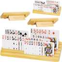 Card Holders for Playing Cards with Adjustable Stand Set of 4, Playing Card Holders for Seniors Adults Kids 5 Slots up to 110 Cards, 12" Wooden Card Holder for Canasta Bridge