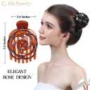 RC ROCHE 6 Pcs Bun Makers for Womens Hair Claw Clip for Updos Bird Nest Ballet Ballerina Piece French Round Holder Net Donut Shell Dome, Medium Black, Brown & Clear