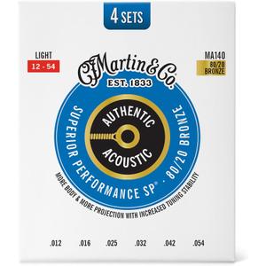 Martin 41Y25MA140PK4 Authentic Acoustic SP 80/20 4 pack (Light, 12-54)