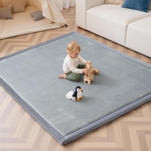 Baby Play Mat for Floor,1.3" Thick 71x59 Playpen Mat,Extra Large Nursery Rug,Tummy Time Foam Mats,Plush Soft Padded Playmate for Babies 6-12 Months Crawling,Non-Slip for Toddler Kids Playroom(Grey)