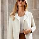 GRACE KARIN Womens Cropped Knit Sweater Blazer, Oversized Open Front Jackets 2026 Spring, Laple Cardigans Dressy Casual (White, L)
