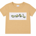 Toddler Baby Boy Clothes Dinosaur Embroidered Print Short Sleeve T-Shirt Elastic Striped Shorts Set 2 Piece Summer Outfits, 6-12M