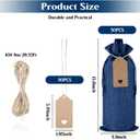 Windyun 50 Pcs Burlap Wine Bag Bulk Gift Bag with Drawstrings, Reusable Wine Bottle Bags with Gift Tags and Ropes for Birthday Holiday Blind Tastings Party Home Storage (Blue)