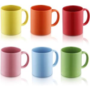 Evanda Coffee Mugs Set of 6 Pieces 12oz, Ceramic Cups with Handle for Latte, Hot Tea, Cappuccino, Mocha, Cocoa, Milk, Dishwasher Safe, Mutil Colors