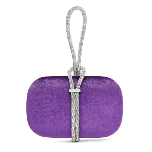 CARIEDO Women's Evening Handbag Clutch velvet Fabric Bridal Purse for Wedding Prom Night Out Party,Purple
